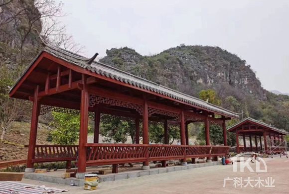 古典碳化木走廊 北京碳化木长廊施工